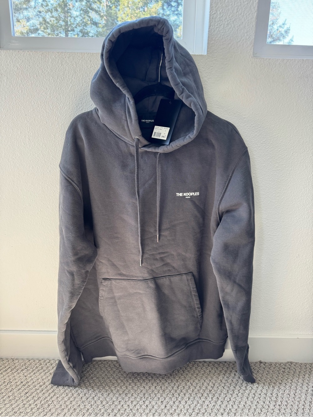 NWT The Kooples relaxed dark gray fleece pullover hoodie